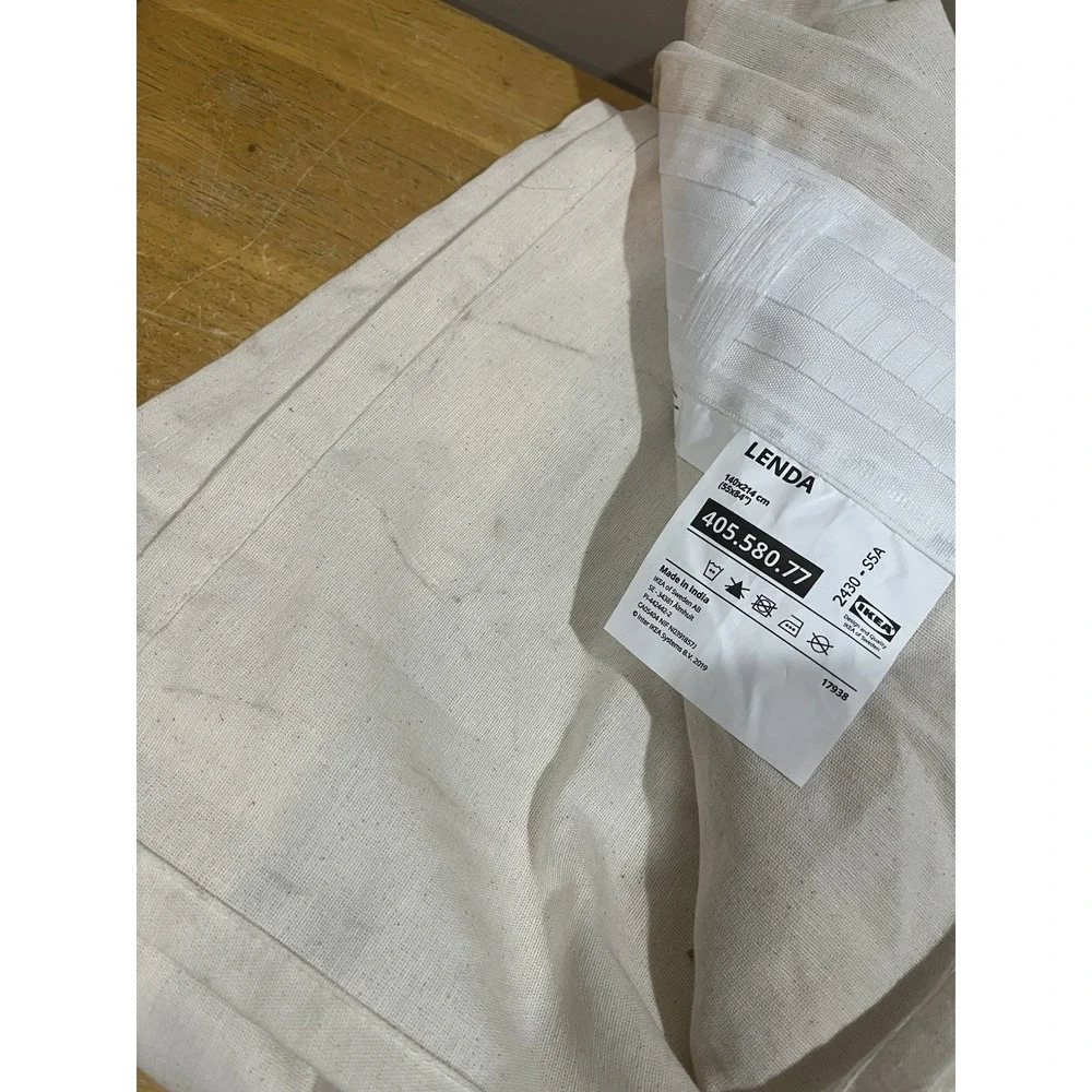 IKEA Lenda Rod Pocket Pleat Curtains‎ 2 Panels Drapes Natural Beige 55x84